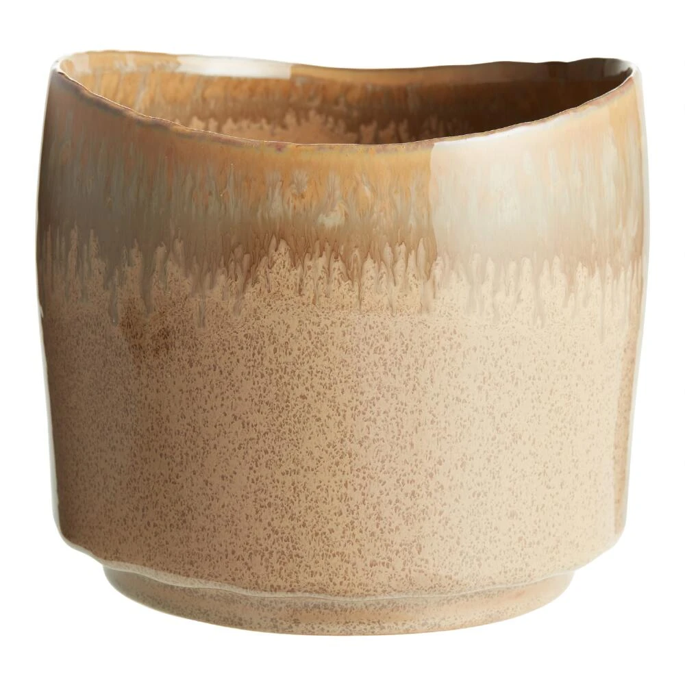 World Market Tan Ombre Reactive Glaze Ceramic Planter