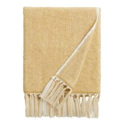 World Market Azure Mustard And White Marled Bath Towel