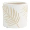 World Market White And Tan Embossed Leaf Ceramic Planter