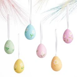 World Market Mini Easter Egg Ornaments With Daisies 12 Pack