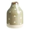 World Market Olive Green Reactive Glaze Dotted Ceramic Bud Vase