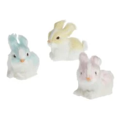 World Market Pastel Faux Fur Bunnies Set of 3