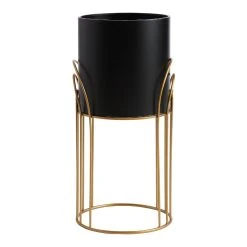World Market Black Metal Planter With Arched Gold Stand
