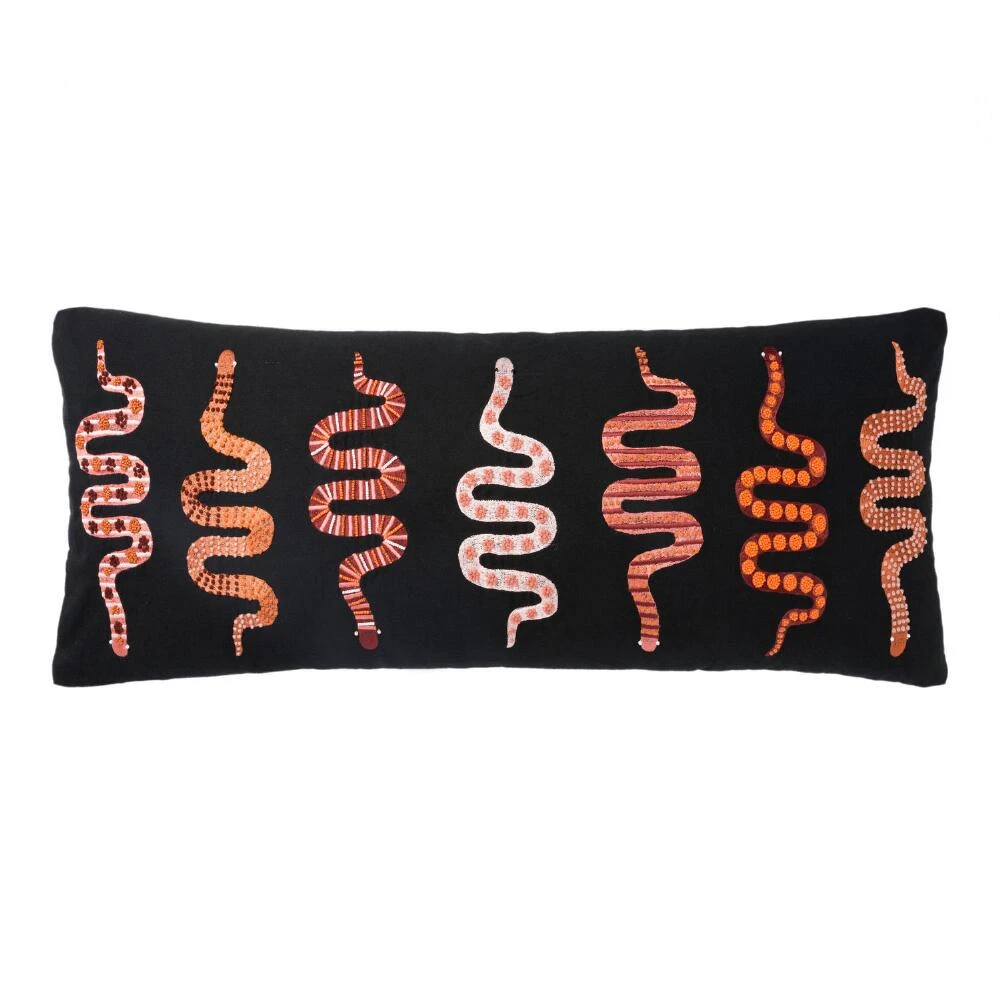 World Market Justina Blakeney Snake Black Lumbar Pillow