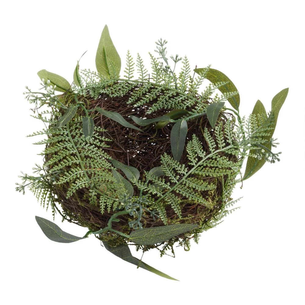 World Market Natural Twig And Faux Fern Nest