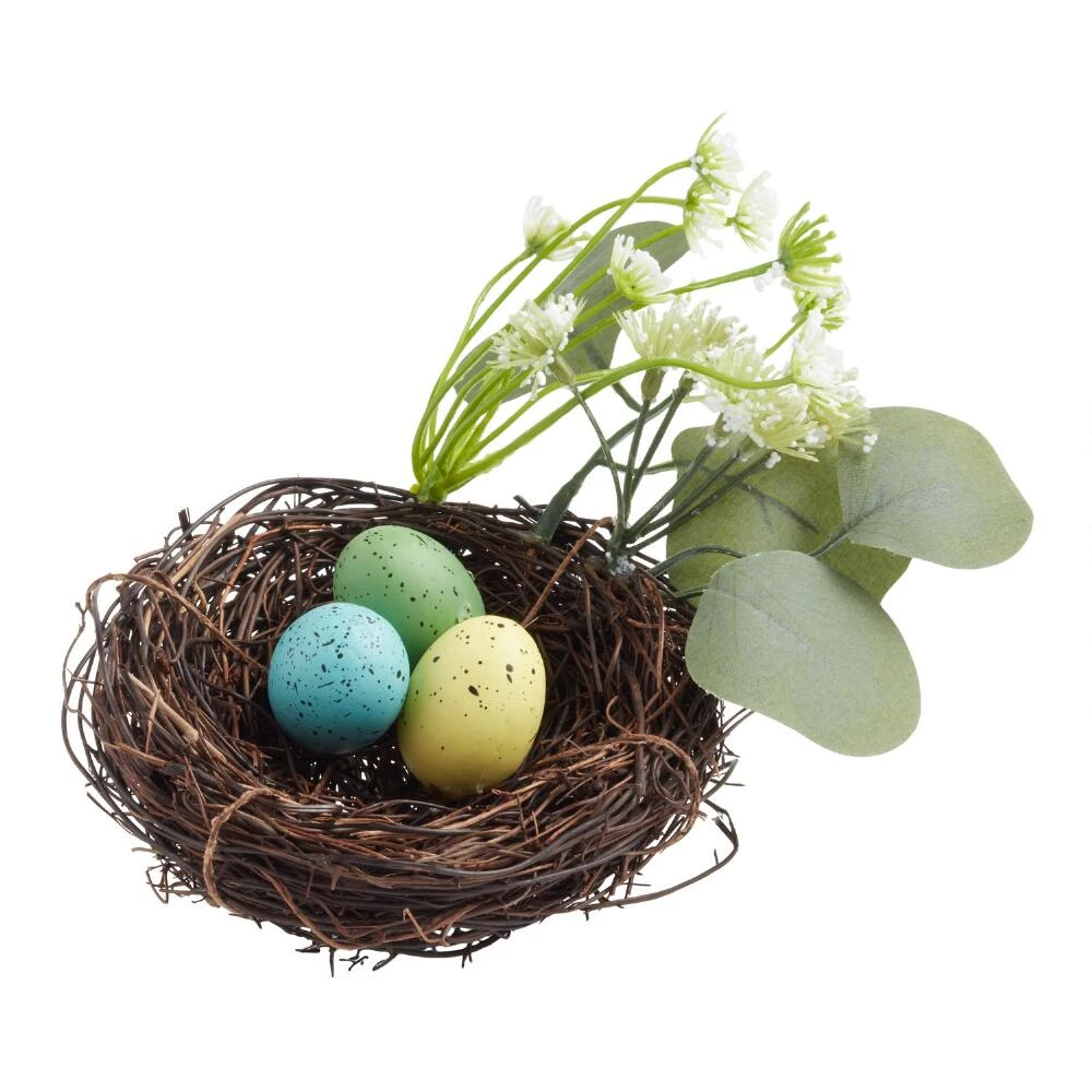 World Market Speckled Easter Egg and Natural Fiber Nest