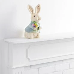 World Market Natural Fiber Bunny With Flower Decor