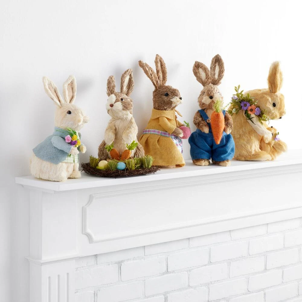 World Market Natural Fiber Bunny With Flower Decor - Image 3