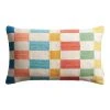 World Market Multicolor Woven Check Indoor Outdoor Lumbar Pillow
