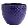World Market Ridley Blue Ceramic Scallop Geo Outdoor Planter