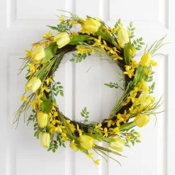 World Market Faux Tulip And Forsythia Wreath