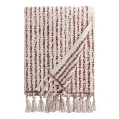 World Market Ashlen Terracotta And White Stripe Terry Bath Towel