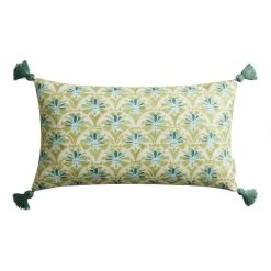 World Market Lovina Geo Green Print Indoor Outdoor Lumbar Pillow