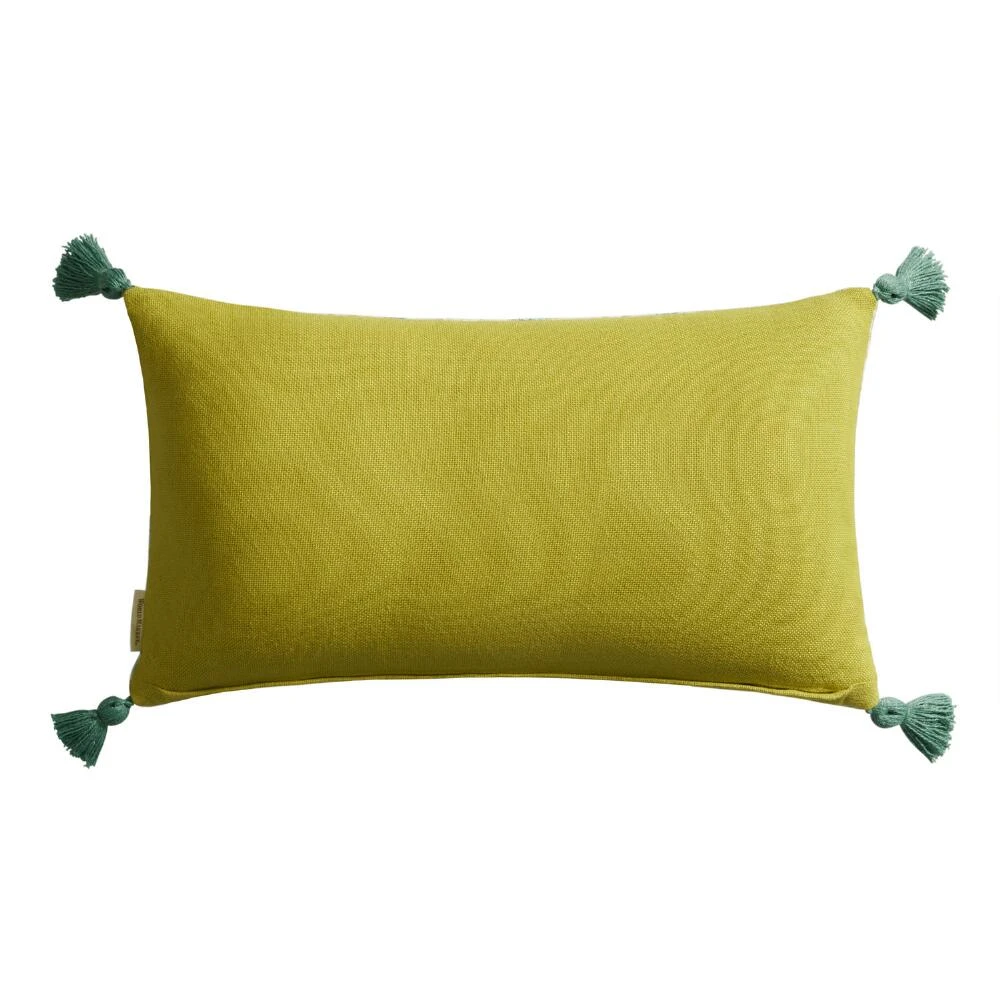 World Market Lovina Geo Green Print Indoor Outdoor Lumbar Pillow - Image 2
