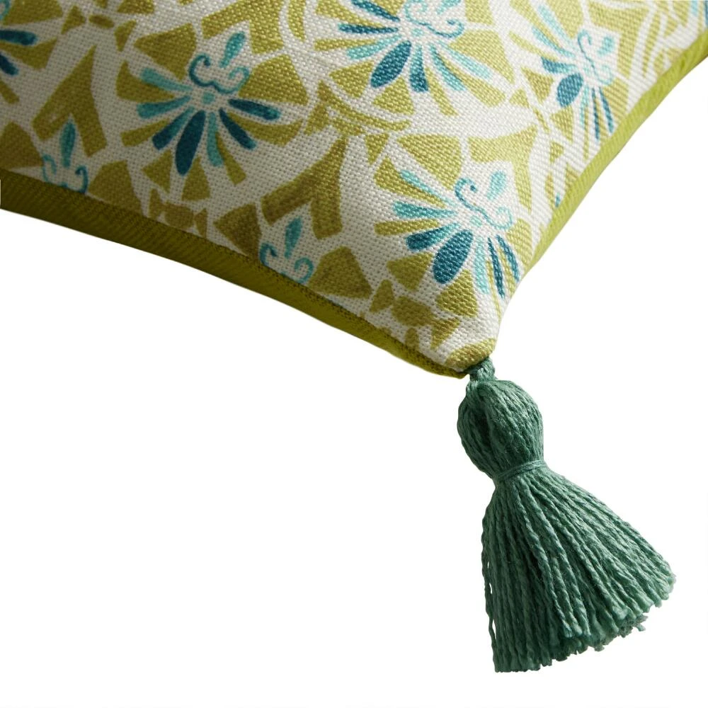 World Market Lovina Geo Green Print Indoor Outdoor Lumbar Pillow - Image 3