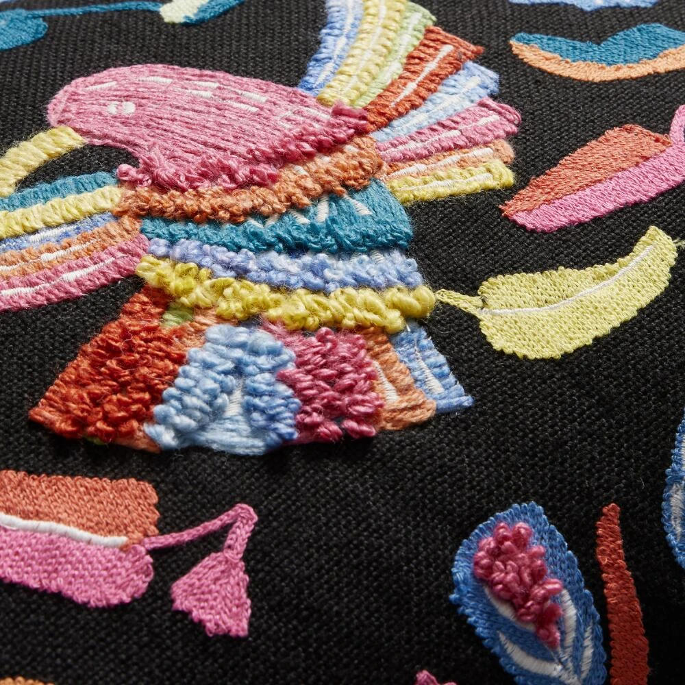 World Market Oaxaca Black Multi Embroidered Indoor Outdoor Lumbar Pillow - Image 3