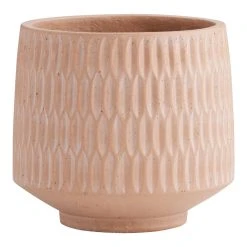 World Market Tate Terracotta Cement Geo Footed Outdoor Planter