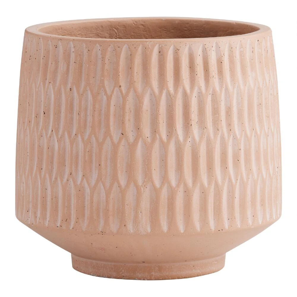 World Market Tate Terracotta Cement Geo Footed Outdoor Planter