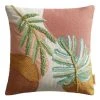 World Market Embroidered Monstera Leaf Indoor Outdoor Throw Pillow