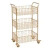 World Market Antonia Gold Wire Basket 3 Tier Rolling Cart