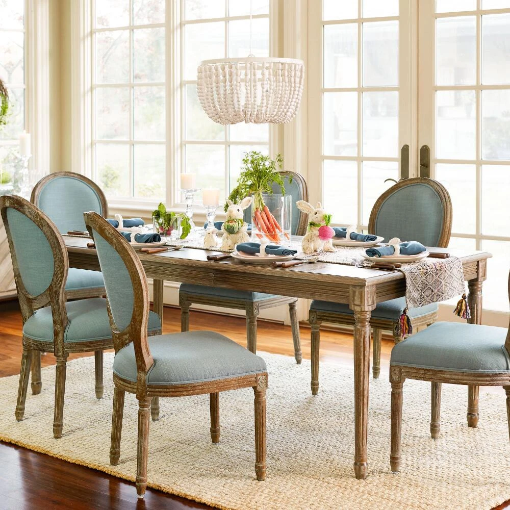 World Market Antique Whitewashed Wood Bead 4 Light Chandelier - Image 2