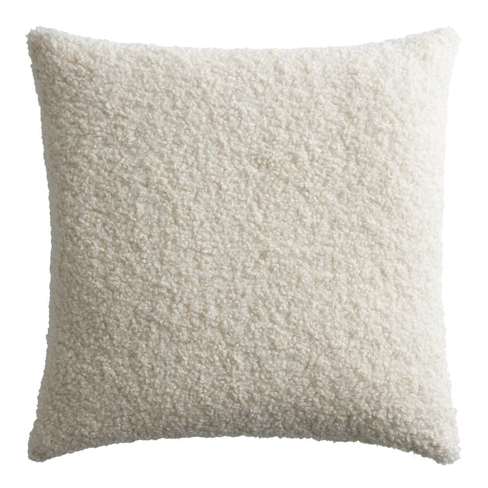 World Market Oversized Ivory Textured Boucle Throw Pillow