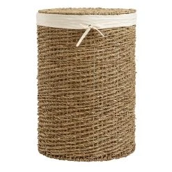 World Market Trista Round Seagrass Hamper With Liner And Lid