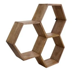 World Market Mango Wood Honeycomb Wall Shelf