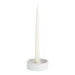 World Market White Ceramic Sage and Taper Candle Holder