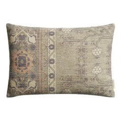 World Market Oversized Blue And Ivory Ribbed Carpet Print Lumbar Pillow