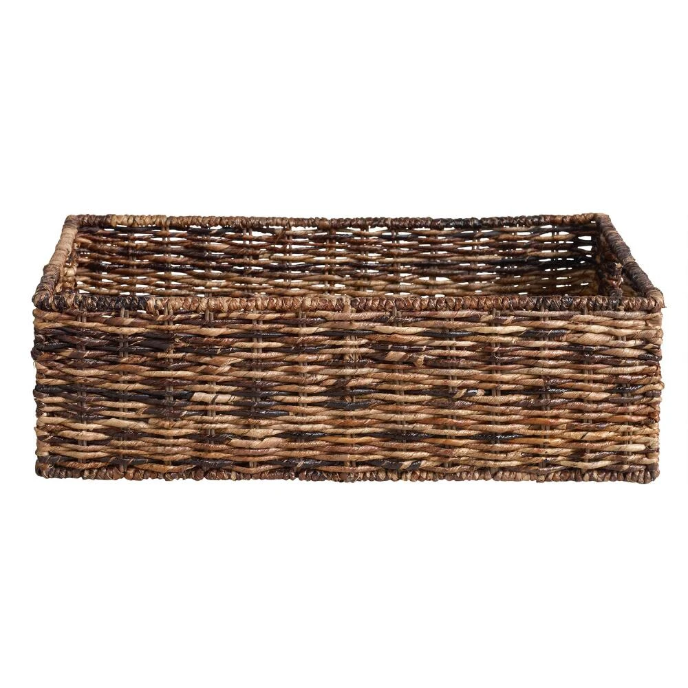 World Market Madras Low Dark Brown Abaca Utility Basket - Image 2
