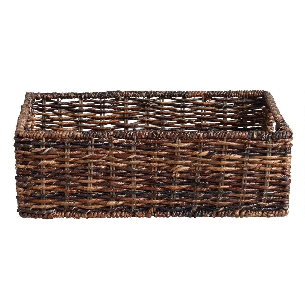 World Market Madras Low Dark Brown Abaca Utility Basket - Image 3