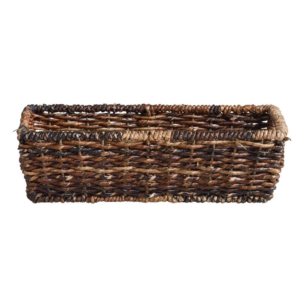 World Market Madras Low Dark Brown Abaca Utility Basket - Image 4