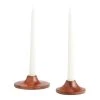 World Market Round Wood Saucer Taper Candle Holder