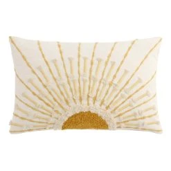 World Market Tufted Embellished Sunrise Lumbar Pillow