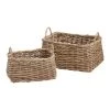 World Market Rylee Gray Rattan Kubu Tote Basket