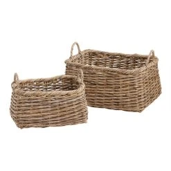 World Market Rylee Gray Rattan Kubu Tote Basket