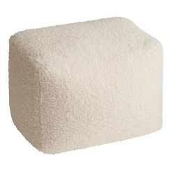 World Market Rectangular Ivory Boucle Pouf
