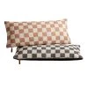 World Market Extra Wide Ivory Checkered Lumbar Pillow