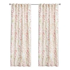 World Market Riley Ivory Multicolor Floral Sleeve Top Curtains Set Of 2
