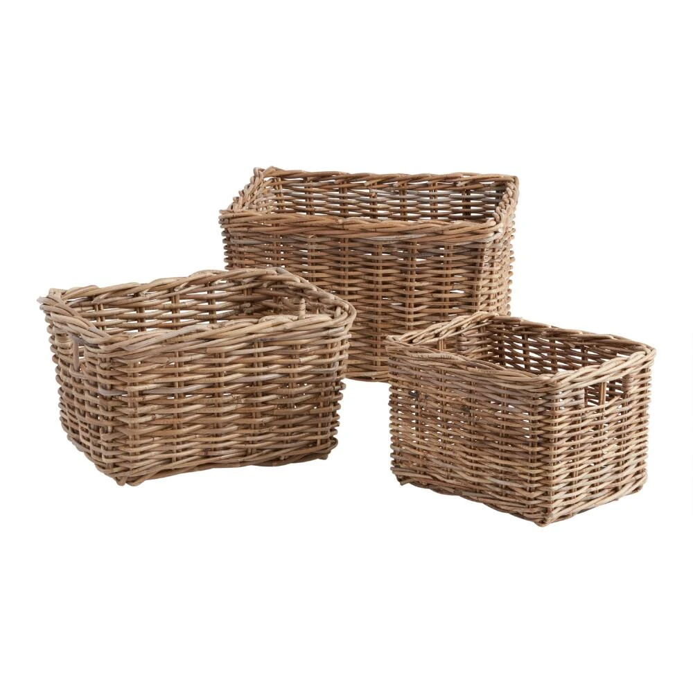 World Market Rory Gray Rattan Kubu Utility Basket