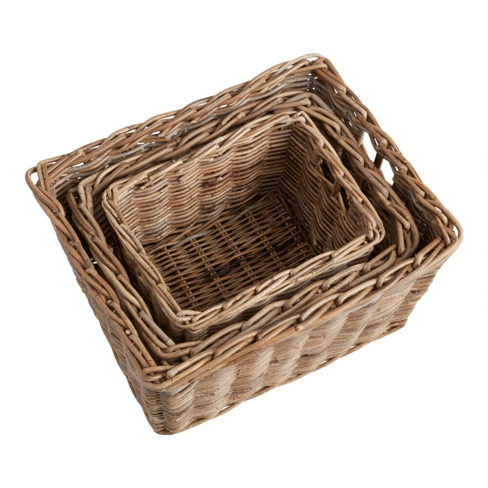 World Market Rory Gray Rattan Kubu Utility Basket - Image 2