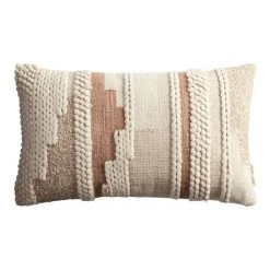 World Market Rust and Ivory Braided Indoor Outdoor Lumbar Pillow
