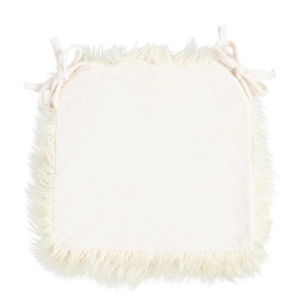 World Market Ivory Mongolian Faux Fur Chair Cushion - Image 3