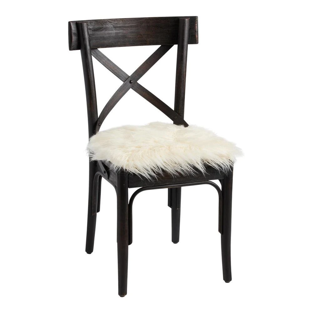 World Market Ivory Mongolian Faux Fur Chair Cushion - Image 5