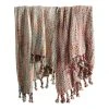 World Market Multicolor Stitch Fringe Throw Blanket