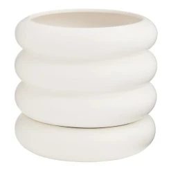 World Market Matte White Stacked Ring Planter With Tray