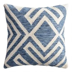 World Market Blue and Ivory Geometric Indoor Outdoor Throw Pillow
