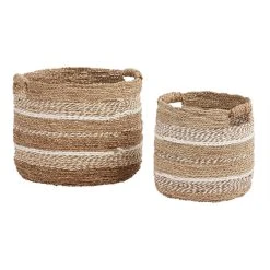 World Market Randi White Stripe Seagrass Basket
