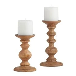 World Market Natural Wood Pillar Candle Holder